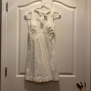 Halter top white eyelet dress